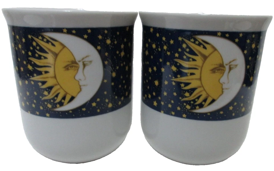 Oneida Galaxy Vintage Sun Moon Stars Gres Taza Juego 2 Micro Platos Foto 3 de 4