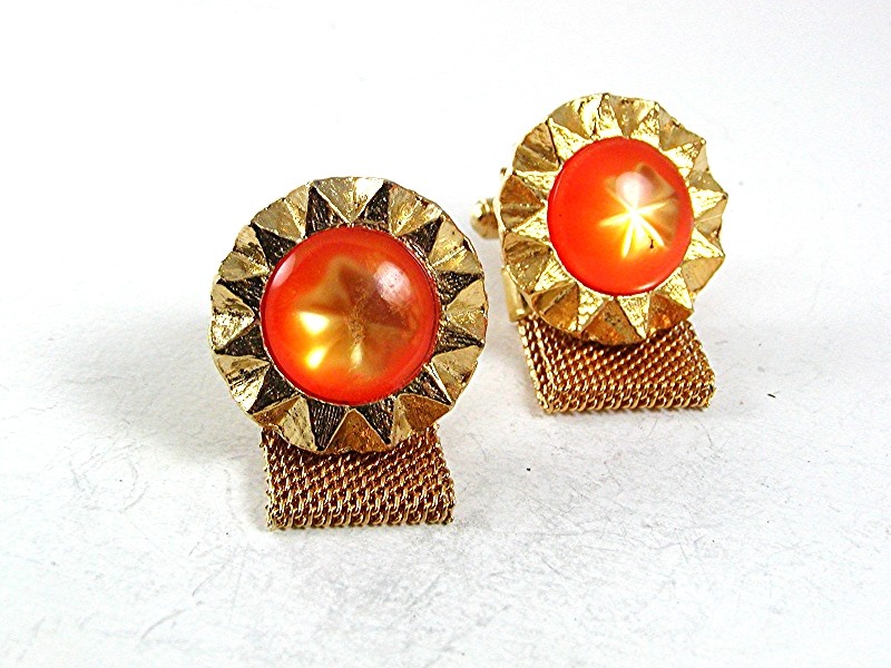 Boutons De Manchette (cufflinks) Vintage Années 1970 - Dorés Et Enveloppants (wrap Around) - Modèle 33117 - Occasion