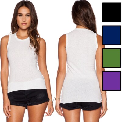 James Perse Women's Cotton Modal Slub Crew Neck Sleeveless