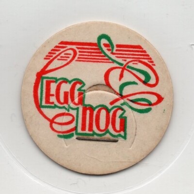Milk Bottle Cap - EGG NOG - 1 5/16'' diameter - generic - red & green
