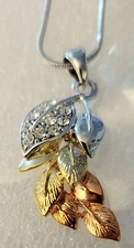 Accessory Brand TRI-COLOR Leaves & Crystal Pendant-new
