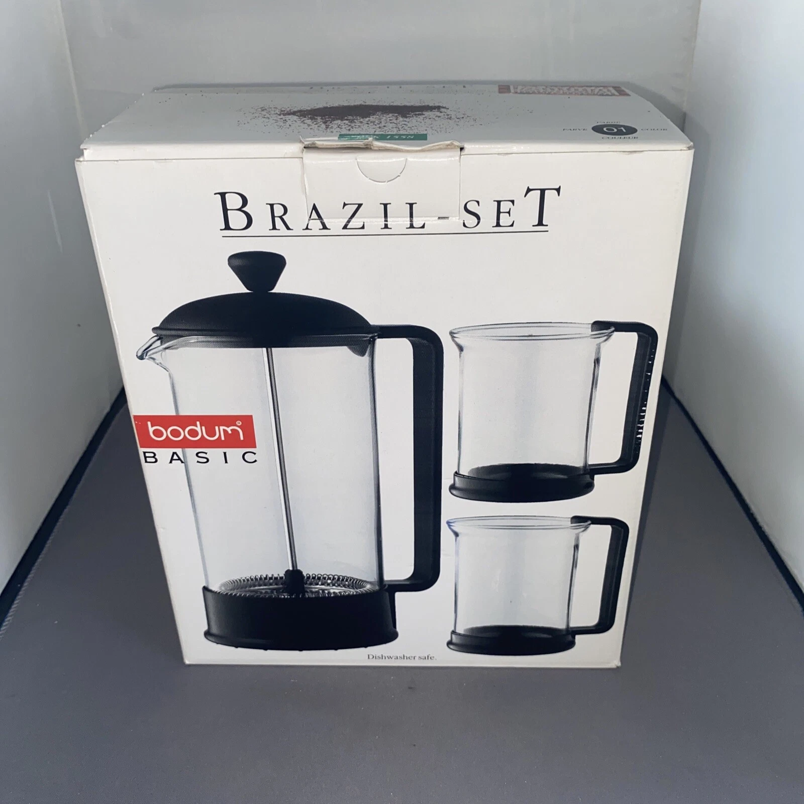 Bodum Brazil French Press Coffee Maker 3PC K1558-01 NIB Clear Glass Set new