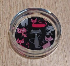 NEW Extra Large Retro CAT Food BOWL or Water Bowl Pink  Black Dish for Cats   