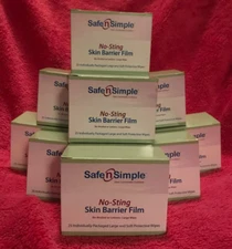 Safe n Simple SNS00807 Skin Barrier Wipes 250 Wipes 10 Boxes of 25 exp 2026 NEW