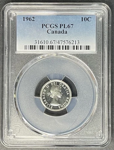 1962 Canada Ten Cents 10c PCGS PL-67, Buy 3 Items, Get $5 Off!!