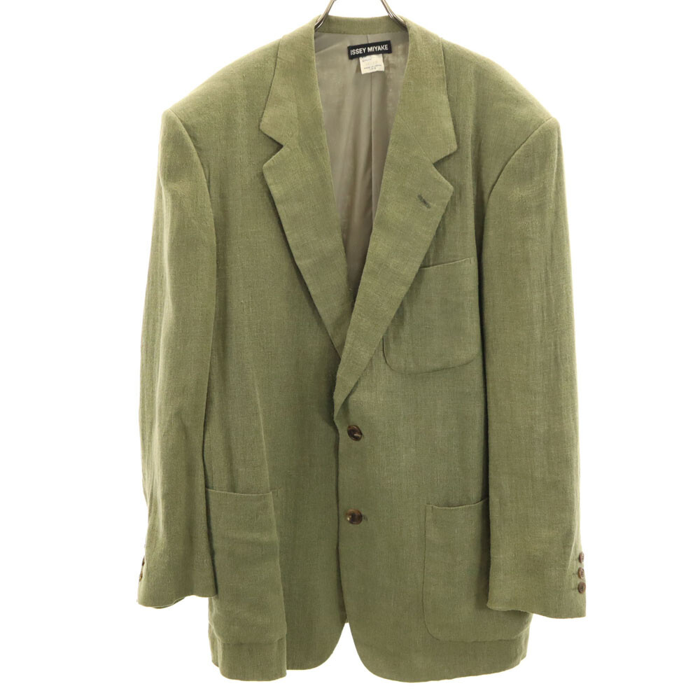 Issey Miyake オリーブグリーン プルオーバー ISSEY MIYAKE made in Japan Blowout cloth tailored jacket XL