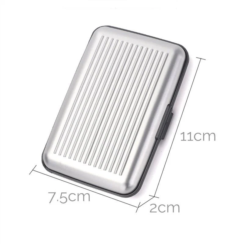 PORTE-CARTE ALLIAGE ALUMINIUM/PLASTIQUE RANGEMENT 6 COMPARTIMENTS ÉTUI BANCAIRE - Photo 2/4