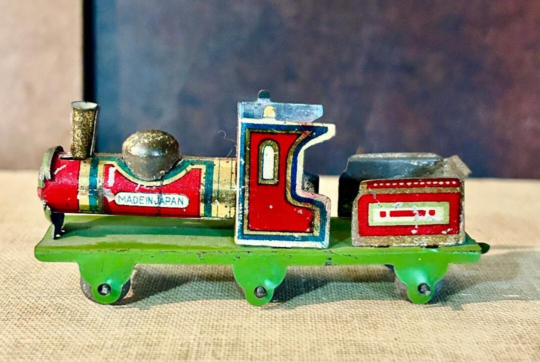 Antique 1900's Tin Penny Toy Train Set-Trademark K-Made in Antique 1900's Tin Penny Toy Train Set-Trademark K-Made in