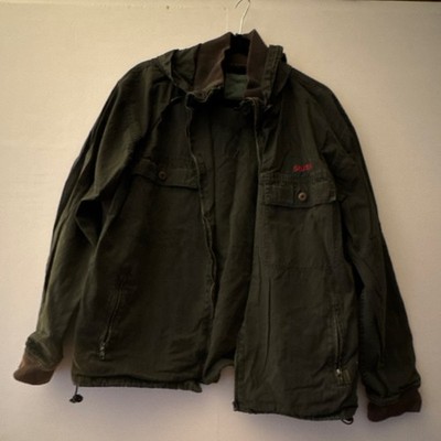 Stüssy Olive Hooded Jacket Men's S 39in Chest Mid-Length Casual Zip Button