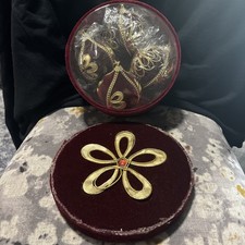 Vintage MCM Christmas Ornament Gift Set Of 4 Velvet Embellished Velvet Box