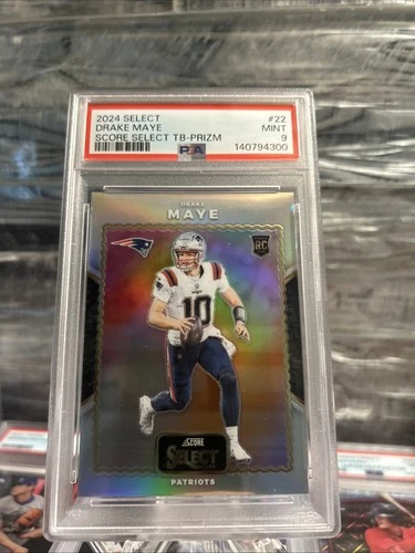 2024 Panini Score Select Throwback - Drake Maye Patriots Silver Prizm PSA 9