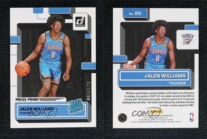 2022 Panini Donruss Rated Purple Press Proof /199 Jalen Williams #212 Rookie RC