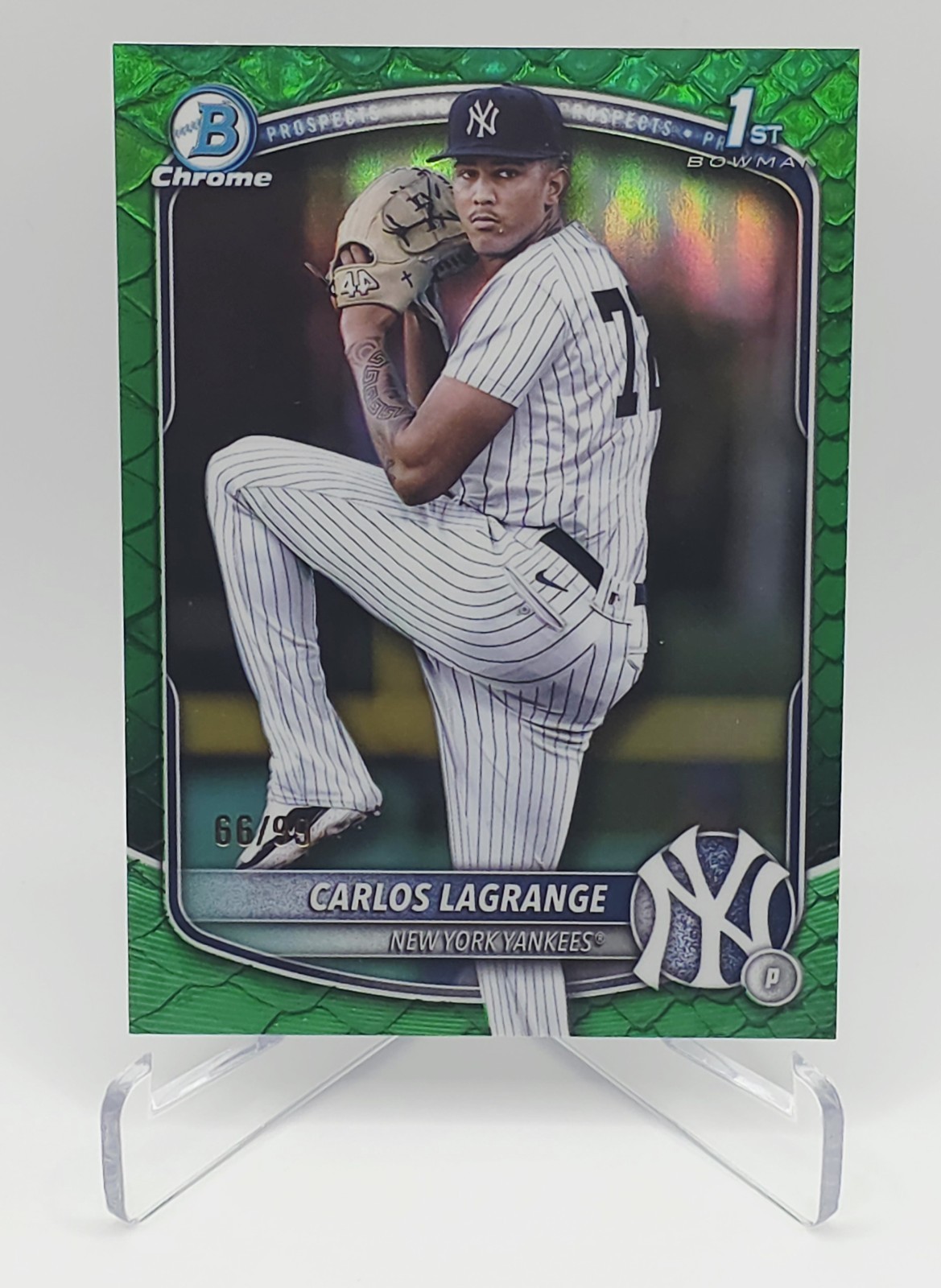 2025 Bowman Chrome CARLOS LAGRANGE Green Reptilian 1st Bowman /99 Yankees 🔥🔥🔥