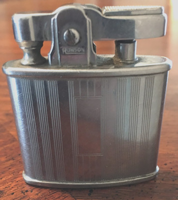 Vintage Ronco Standard Lighter Art Deco Pin stripe silver finish