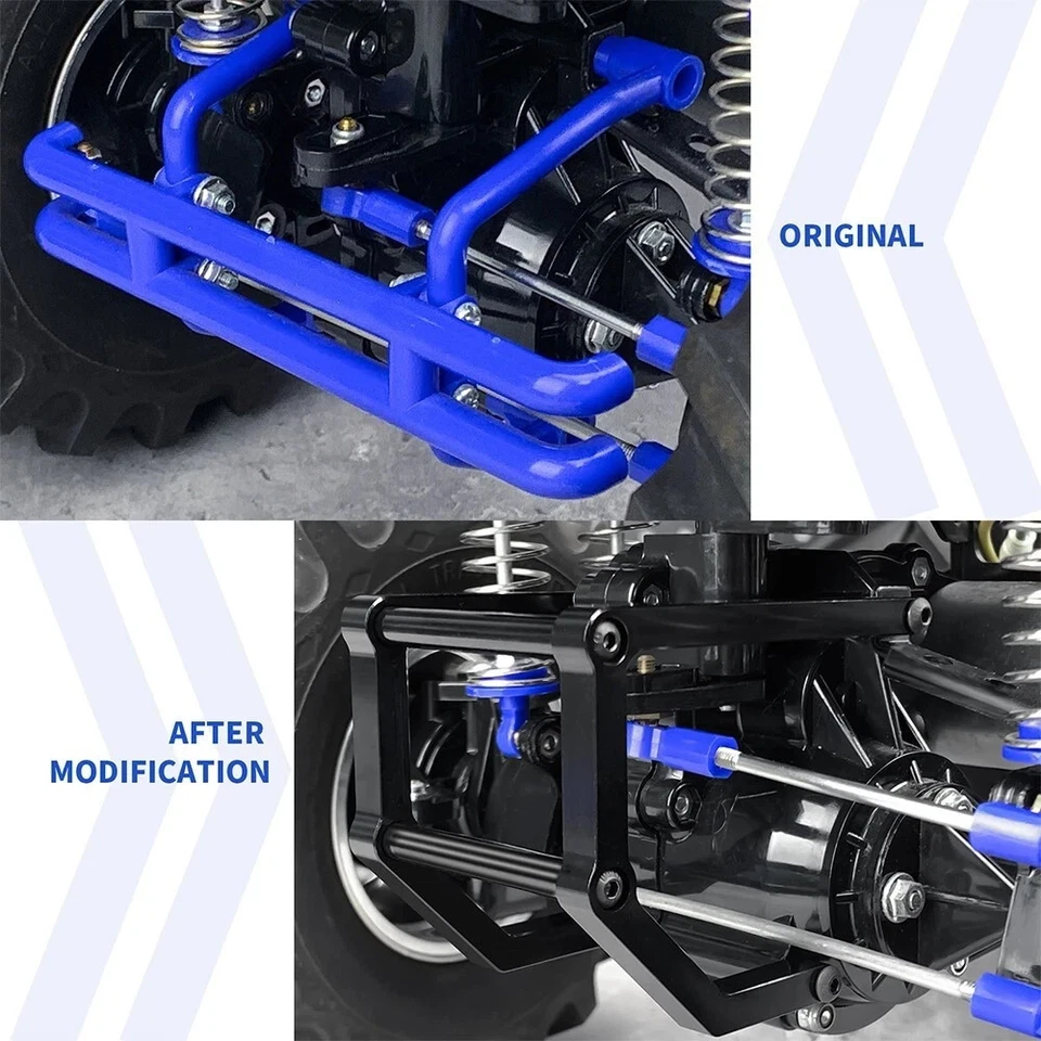 Parachoques trasero delantero de aluminio para Tamiya ClodBuster Bullhead 4X4X4 RC Monster Truck Foto 4 de 4