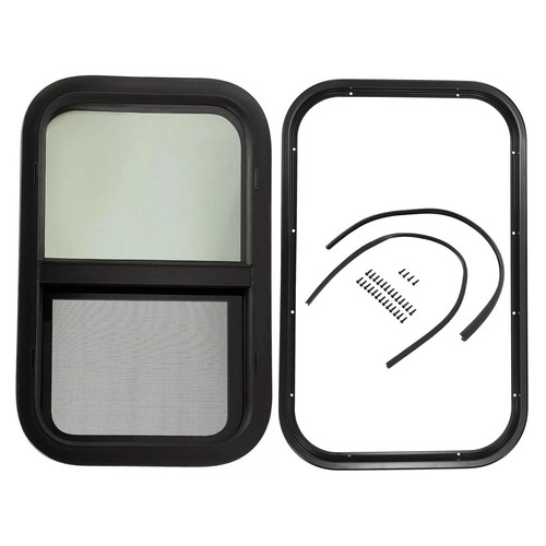 24" x 15" RV Window Horizontal Slider Trim Ring Screen For Camper Cargo Trailer