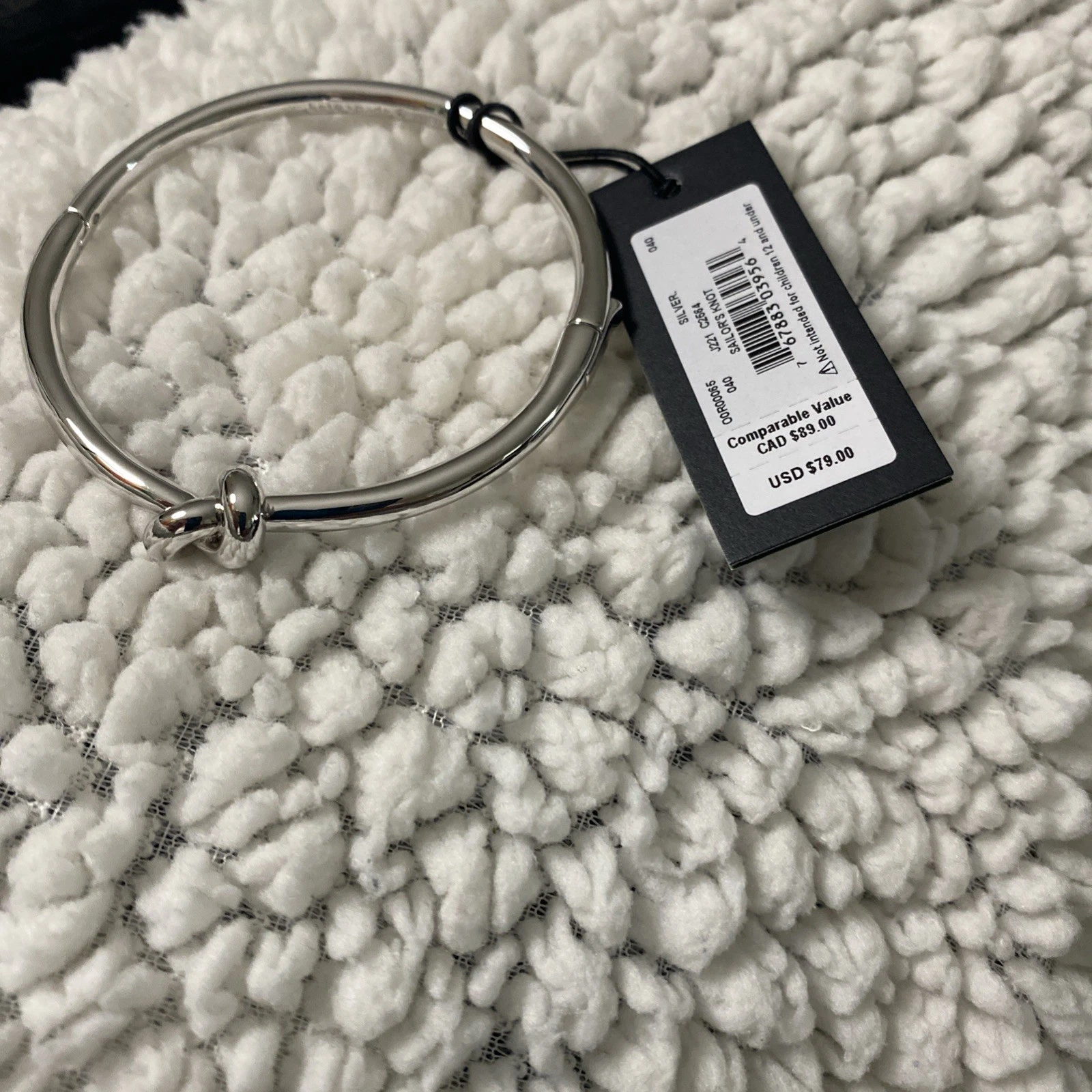 NUOVO bracciale Kate Spade Ny Sailors cerniera nodo in argento