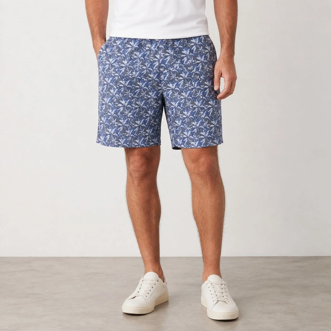 NWT Sentinel Decide Tokyo Shorts Mens 48 Blue Tropical Reverse Print Cotton