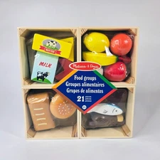 Melissa & Doug Food Groups Wooden Play Food Set 21-Piece Ages 2+ New Sealed