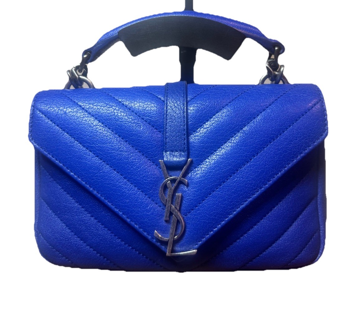 SAINT LAURENT ブルーショルダーバッグ Saint Laurent Classic Baby YSL Monogram College Top Handle