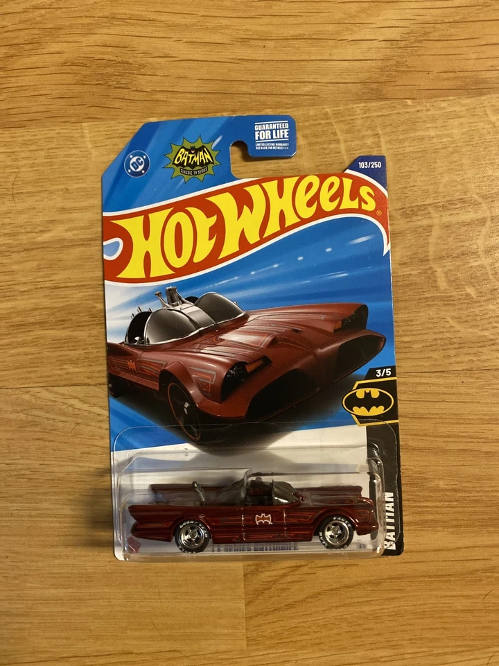 Hot Wheels 3/5 TV Series BATMOBILE Red CUSTOM Super Real Riders Wheel Swap - Image 3 of 4
