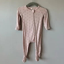 Quincy Mae Baby Girl Bamboo One Piece Two Way Zip Sleeper Size 3-6 Months