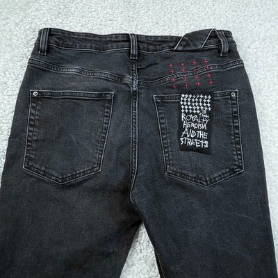 Ksubi Chitch World Tour Black Distressed Jean Red Stitch Mens
