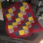 Homemade Patchwork Throw Quilt Cotton Red Multicolor Original Pattern — photo 3