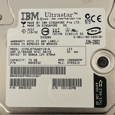 Ibm Ultrastar 08k0332 73gb 10000rpm Scsi U320 Ic35l073uwdy10-0 68pin 3.5'' Inch