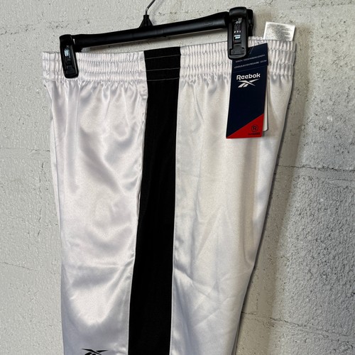 Pantalones Cortos de Baloncesto Reebok Para Hombre Ajuste Regular Panel de Malla Satinado, Blanco/Negro XL - Imagen 3 de 10
