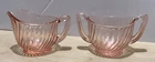 Vintage Imperial Glass Twisted Optic Pink Depression Glass Cream and Sugar Bowl