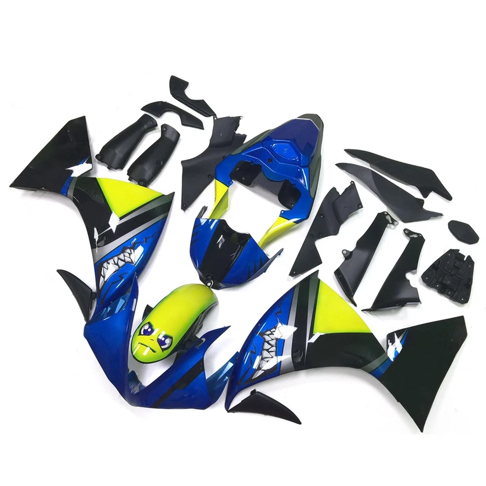 Kit de carenados ABS para Yamaha YZF1000 R1 2009 2010 2011 kit de carrocería azul amarillo tiburón Foto 2 de 4