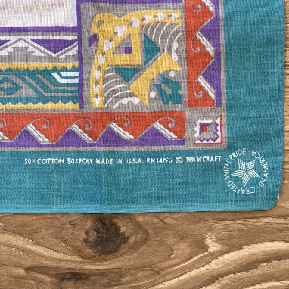 Pañuelo turquesa nativo americano vintage Wamcraft 22x21 Foto 2 de 4