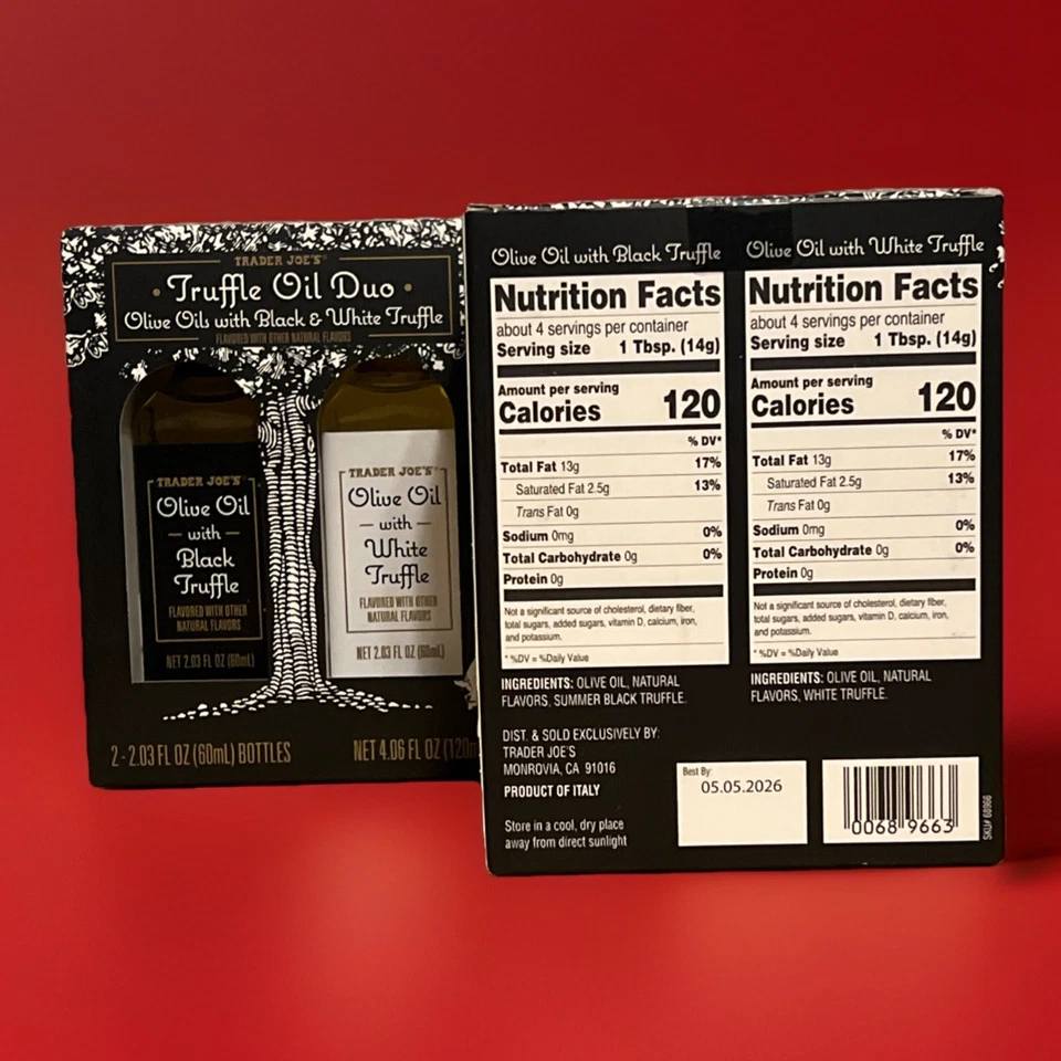 Trader Joe's Truffle Oil Duo Olive Oil Black Truffle & White Truffle Oil Set 1ea - Image 3 of 4