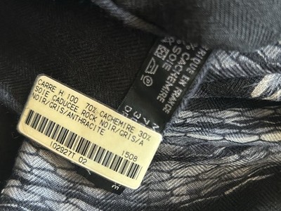 Carré Hermès 100 Cm Caducée Rock - Cachemire 70% Soie 30% - Noir/Gris - Neuf Avec étiquettes