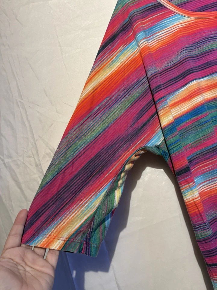Liz Claiborne Woman Top 2X Multicolor Stripe Scoop Neck Tunic Blouse Plus  - Image 3 of 4