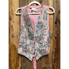 Vintage 90s Floral Tapestry Vest Womens M Cottagecore Prairie Coquette Chic