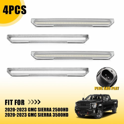 Clear Lens Amber LED Side Marker Fender Lights for 2020+ GMC Sierra HD 2500 3500 - Picture 2 of 12