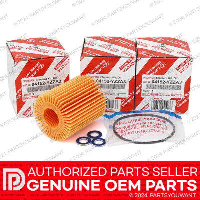 [3x] GENUINE Lexus OEM Oil Filters 04152-YZZA3 + Oil Plug Gaskets 90430-12031