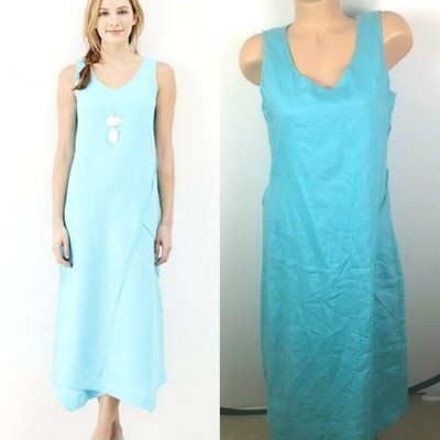 aqua linen dress