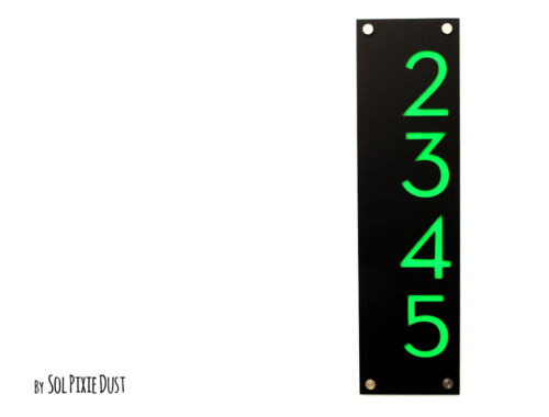 Modern House Numbers, Black Acrylic with Bright Green Acrylic - Vertical -Plaque - Picture 1 of 5