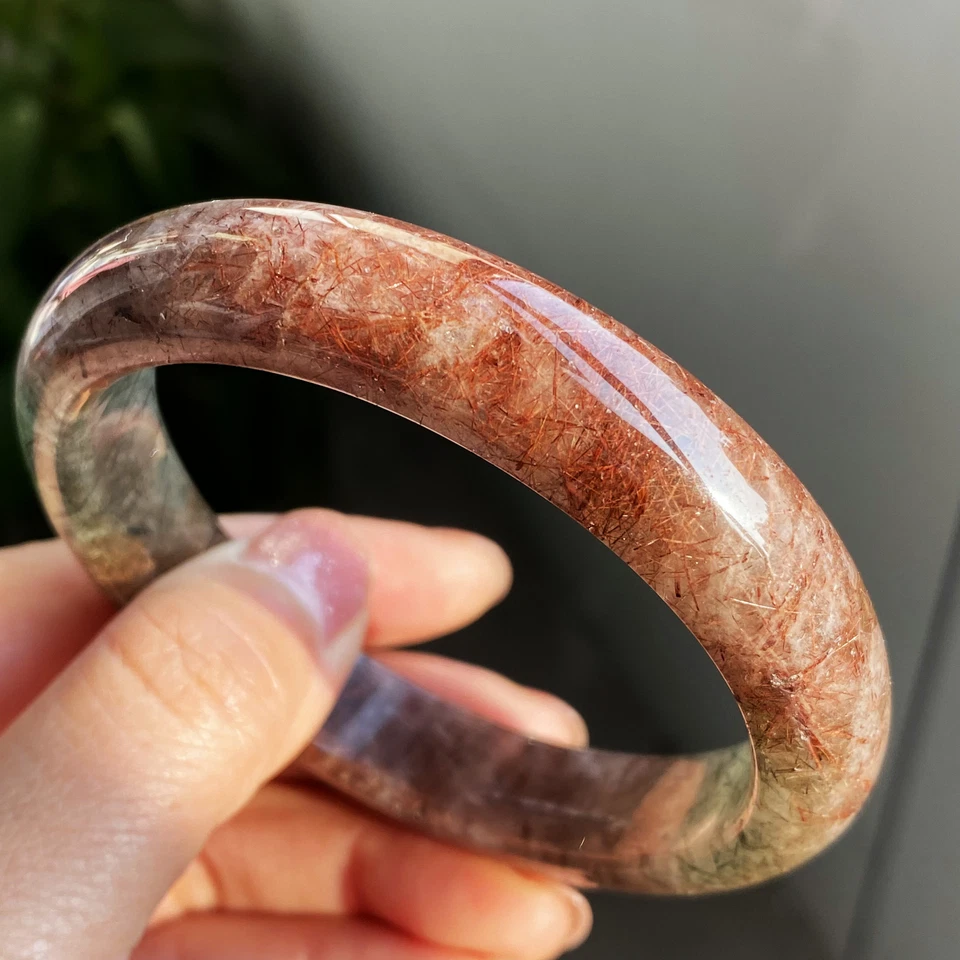 60.8mm Natural Red Copper Green Rutilated Quartz Crystal Bangle AAAA - Image 4 of 4