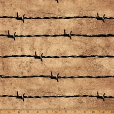 Home on the Range Western Cotton Quilt Fabric Hoffman V5319-A64 Barbed Wire