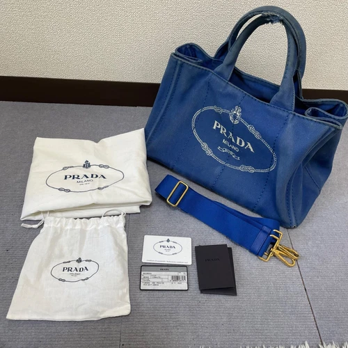 Prada Canapa handbag, 2way shoulder bag, blue