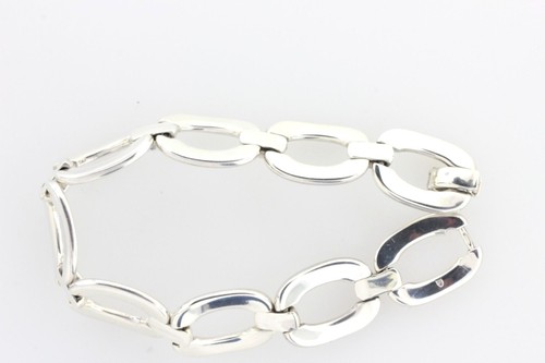 Brazalete de plata de ley 925 con cepillo alternativo y eslabones ovalados pulidos estándar de 7" - Imagen 8 de 12