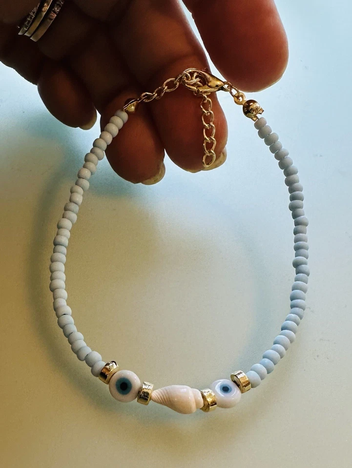 Pulsera Blue Coral 2 Evil Eye Sea Shell Foto 2 de 2