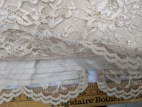 Randolph Duke Womens Sz 14 Acetate Lined Lacey Embellished Taupe Skirt (32") - Picture 8 of 9
