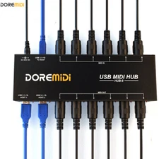 DOREMiDi NEW HUB-8 MIDI 6x6 USB MIDI Host x2 USB3.1 MIDI Hub Box