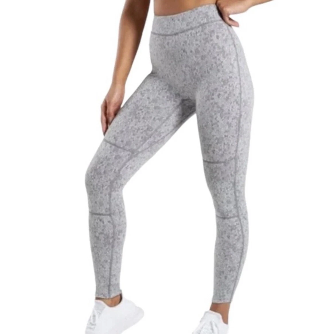 Gymshark Dry Fleur Texture Leggings Gray High Waisted Full Length Size  Small