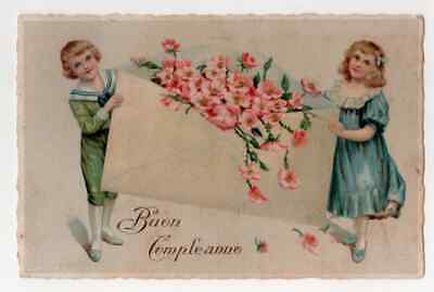 Cartolina Buon Compleanno Bambini Fiori Viaggiata 1930 Ebay